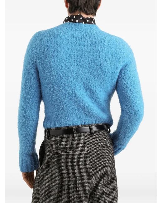 Dolce & Gabbana Blue Bouclé-Effect Pullover for men