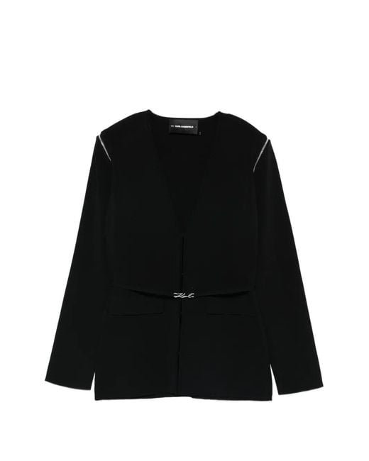 Karl Lagerfeld Black Cardigan À Col V