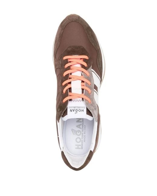 Hogan Brown Suede-Panels Sneakers for men