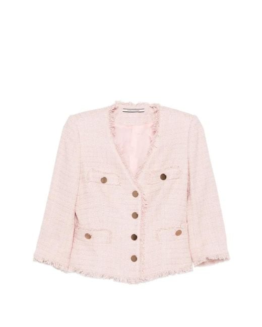 Tagliatore Pink Dharma Frayed Jacket