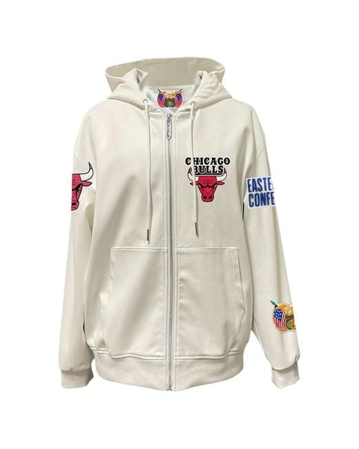 Jeff Hamilton White Chicago Bulls Zip-Up Hoodie for men