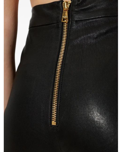 Balmain Black High-Waisted Leather Trousers