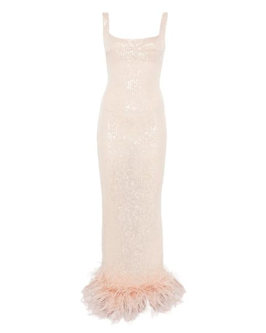 Atu Body Couture White Abendkleid Mit Pailletten Und Federbesatz