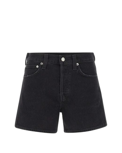 Agolde Black Five-Pocket Denim Shorts