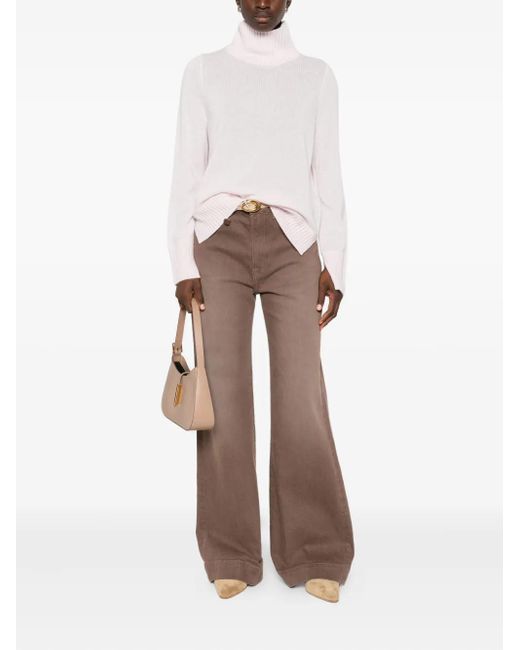 Allude Pink Turtleneck Cashmere Sweater