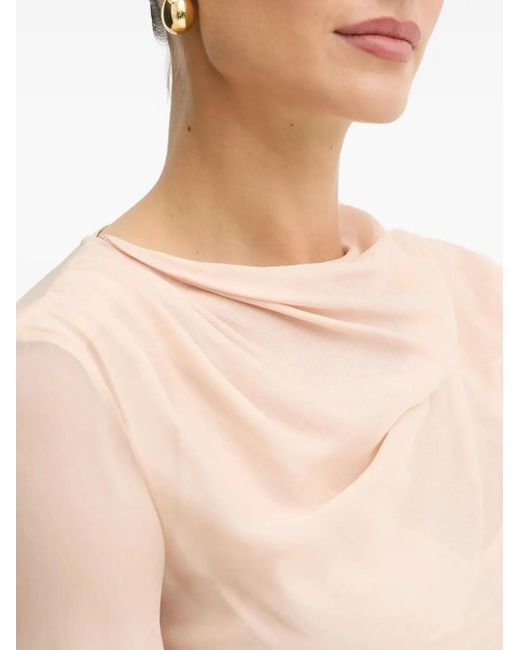 Pinko White Draped Cowl-Neck Blouse