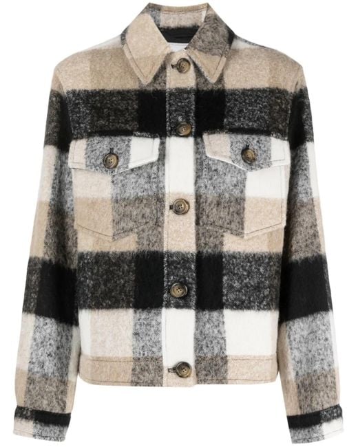 Woolrich Black Fringed Checked Shirt Jacket