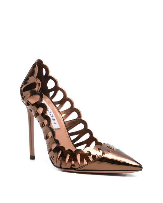 Aquazzura Pink 105Mm Peep Metallic Cut-Out Pumps