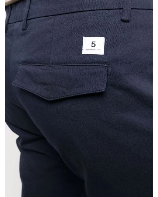 Department 5 Blue Logo-Patch Chino Trousers for men