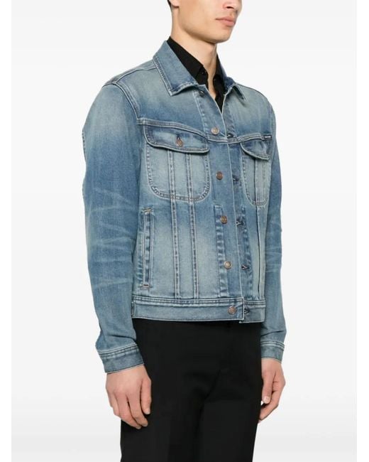 Tom Ford Blue Button-Fastening Denim Jacket for men