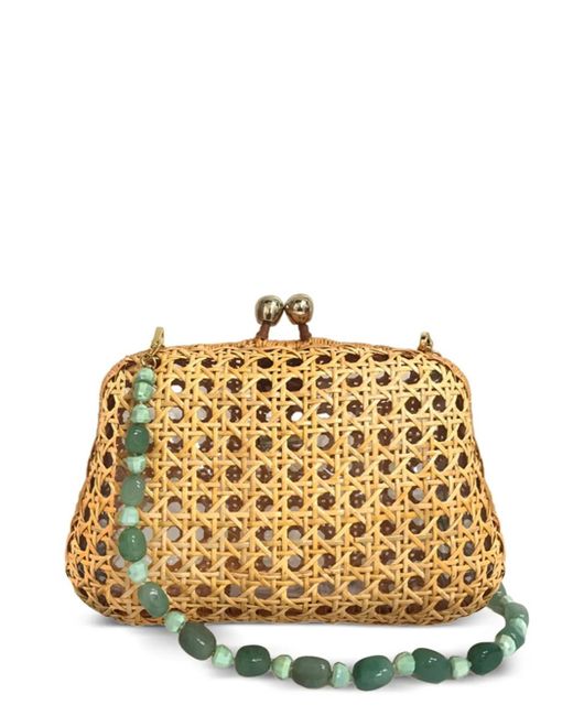 Serpui Metallic Blair Beaded-Strap Clutch Bag