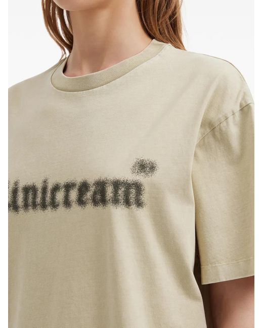 Mini Cream Natural Logo-Print T-Shirt