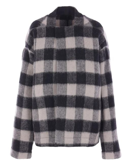 Chaqueta de lana a cuadros Rick Owens de color Gray