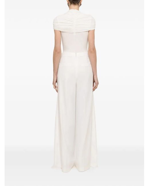 Nissa White Ruched-Detail Bodysuit