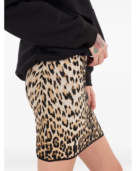 Roberto Cavalli Black Jaguar-Print Skirt