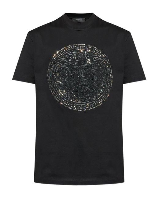 Versace Black Embellished Short-Sleeve T-Shirt for men