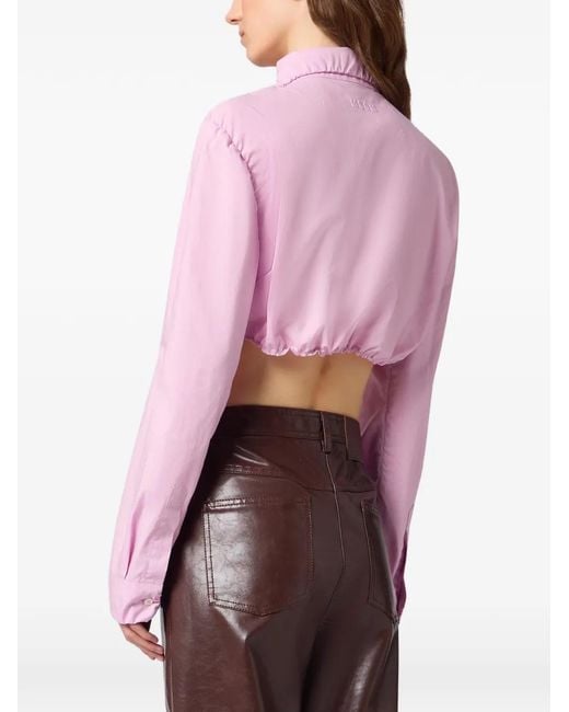 MSGM Pink Gerafftes Cropped-Hemd