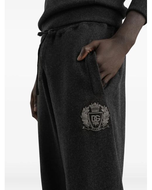Dolce & Gabbana Black Drawstring Logo Track Pants for men