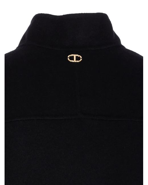 Twinset Blue Logo-Detail Snap-Button Jacket
