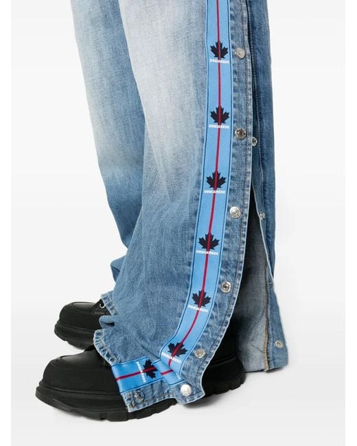 DSquared² Blue Light Tape Wide-Leg Jeans for men