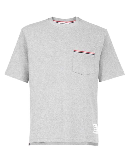 Thom Browne Gray Patch Pocket Cotton T-shirt for men
