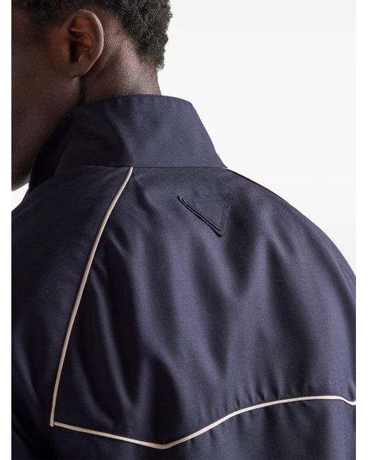 Prada Blue Contrast-trim Wool Bomber Jacket for men