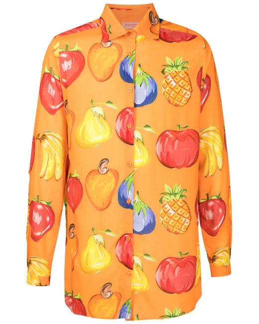 Amir Slama Orange Chemise À Imprimé Fruit