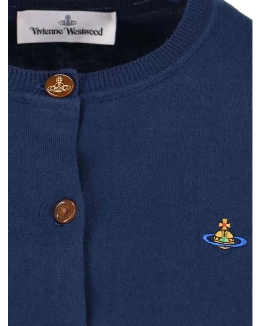 Vivienne Westwood Blue Orb-Embellished Buttoned Cardigan