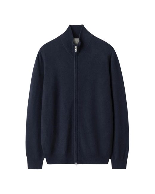 Soft Goat Blue Cashmere Zip-Up Sweater for men