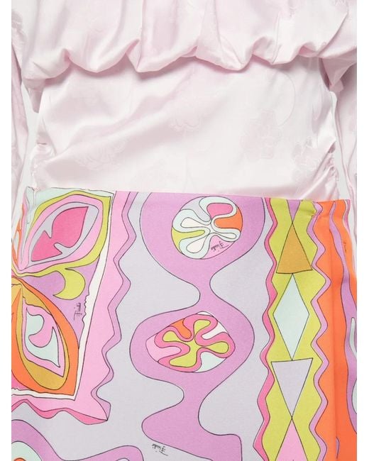 Emilio Pucci Pink Iride-Print Silk Mini Skirt