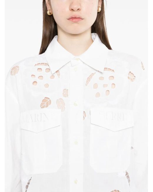 MARINE SERRE White Chemise À Poches Poitrine