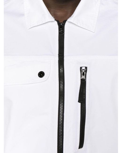 Stone Island White Compass-badge Cotton Shirt Jacket for men