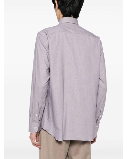 Brioni Purple Zigzag-jacquard Cotton Shirt for men