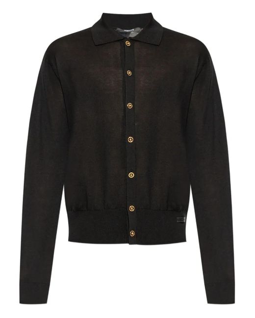 メンズ Versace ポロカラーカーディガン Black