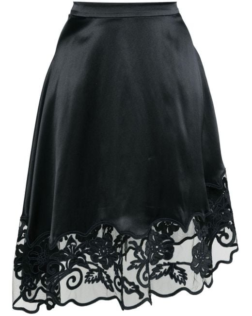 Ulla Johnson Avalon Floral-embroidered Skirt Black