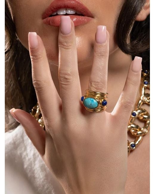 Gas Bijoux Blue Simone Amazonite Malachite Ring