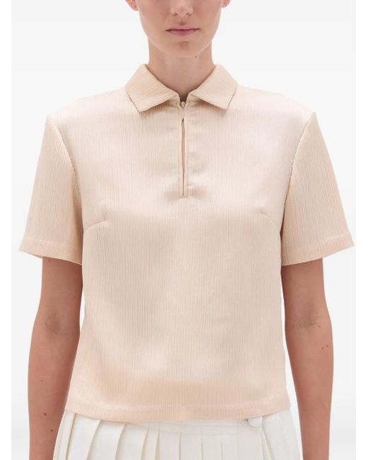 Remain Natural Strukturiertes Poloshirt Mit Reißverschluss