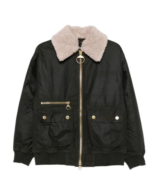 Chaqueta con cuello de pelo y cremallera Barbour de color Black