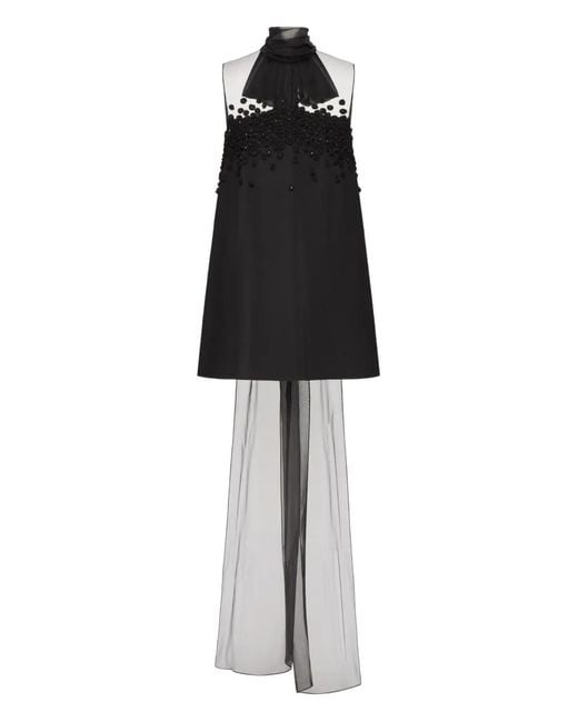 Valentino Garavani Black Embroidered Mini Dress