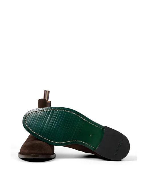 Paul Smith Brown Elastic-Panels Suede Boots for men