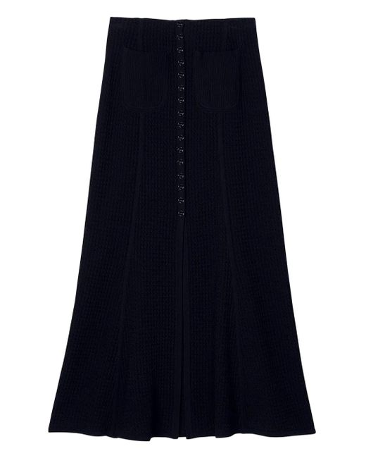 Sandro Black Lauralie Knit Midi Skirt