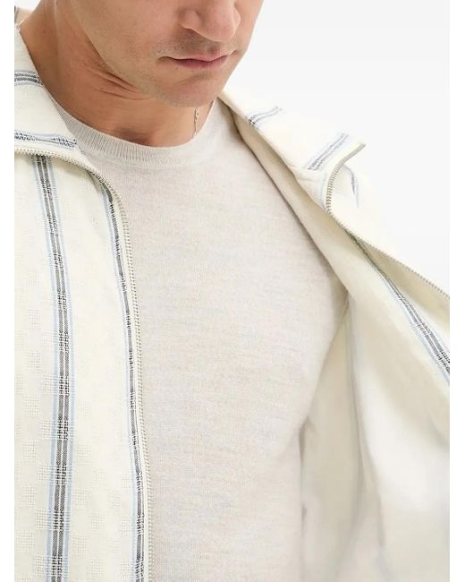 Les Deux White Striped Zip-Up Jacket for men