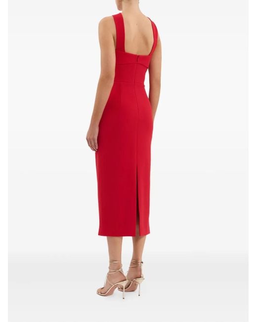 Rebecca Vallance Red Cameron Cross-Neck Midi Dress