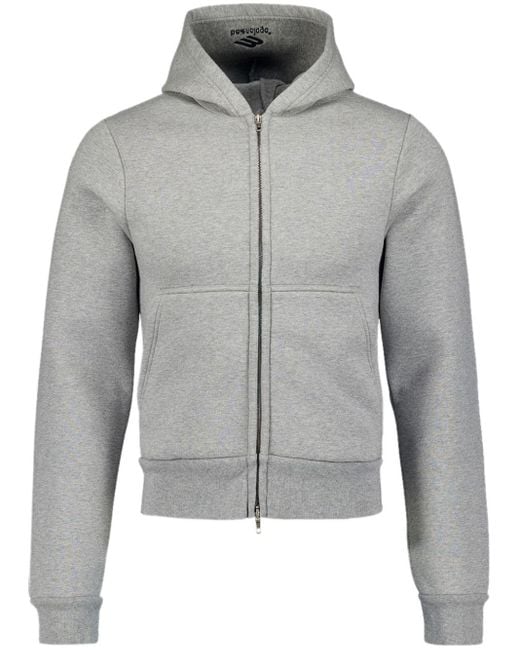 Balenciaga Gray Zip-Up Cotton Hoodie for men