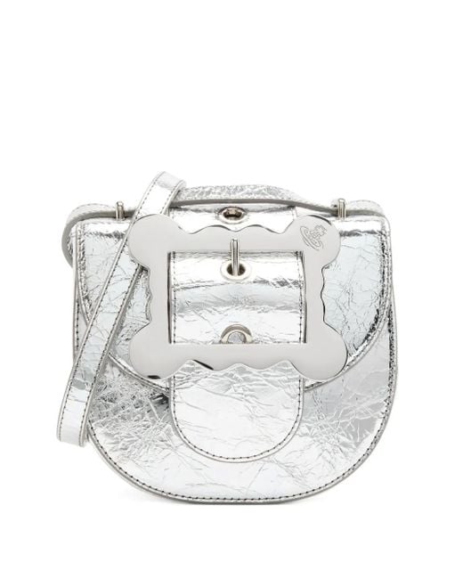 Vivienne Westwood White Jodie Buckle-Embellished Satchel