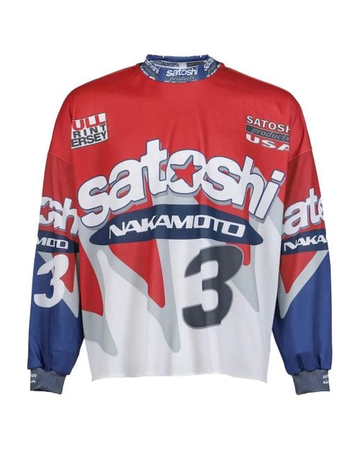 Satoshi Nakamoto Red Graphic-Print Jersey T-Shirt for men