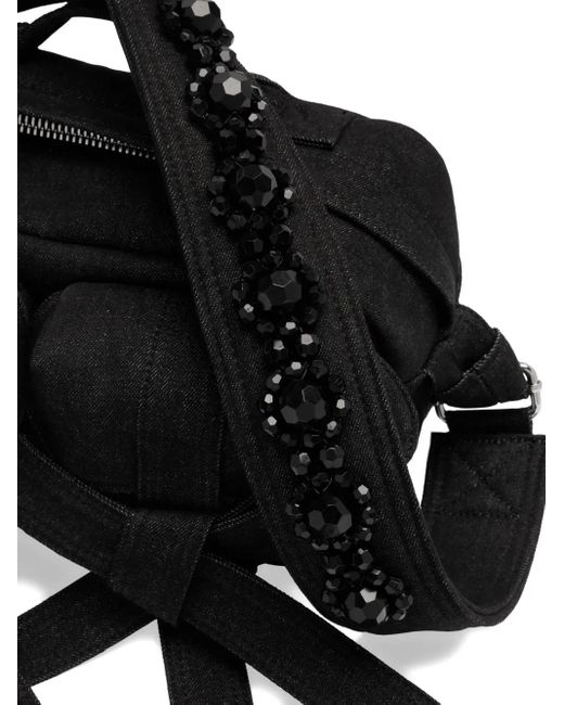 Simone Rocha Black Bead-Embellished Bow Bag