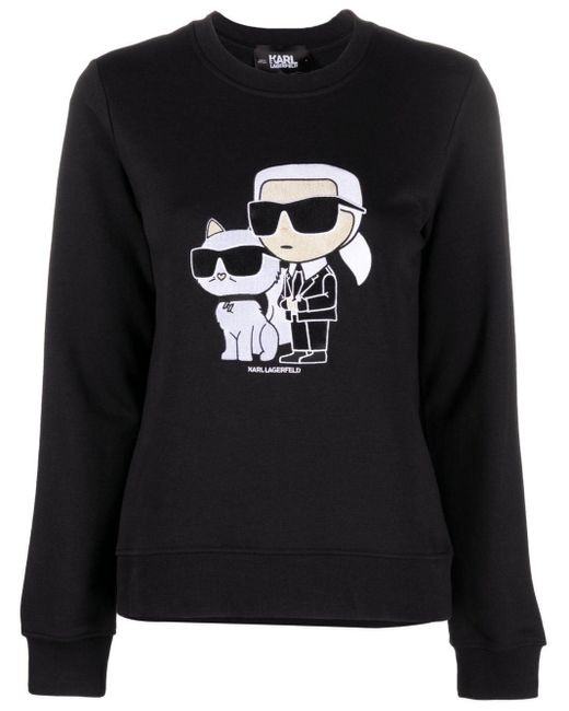Karl Lagerfeld Ikonik 2.0 Crew Neck Sweatshirt in Black | Lyst