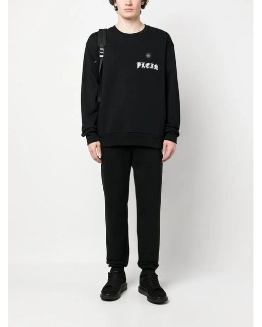 Philipp Plein Black Logo-Patch Drawstring Track Pants for men