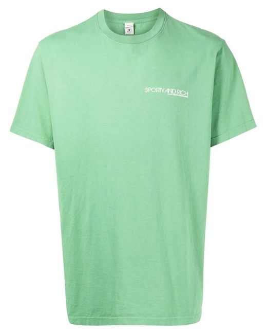 Sporty & Rich Green Logo-Print Cotton T-Shirt
